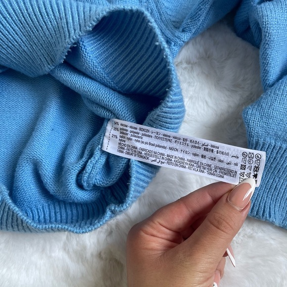 Zara crop knit sweater in sky blue size M with balloon sleeves - Picture 6 of 7